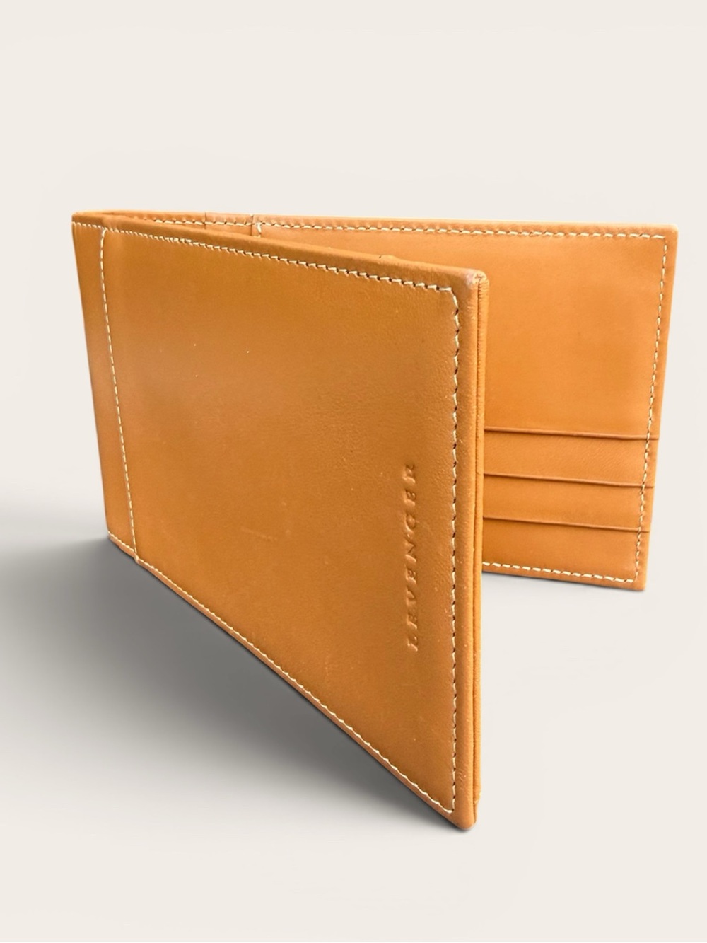 NWOT! Levenger Camel British Tan Leather Men's Bifold Wallet